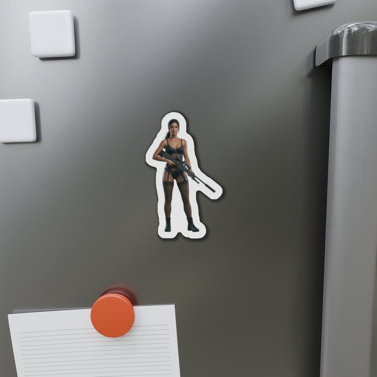Quiet Magnet – Metal Gear Solid V Fridge Magnet, Game Character Decor premium die-cut vinyl fridge magnet featuring Quiet character on metal surfaces