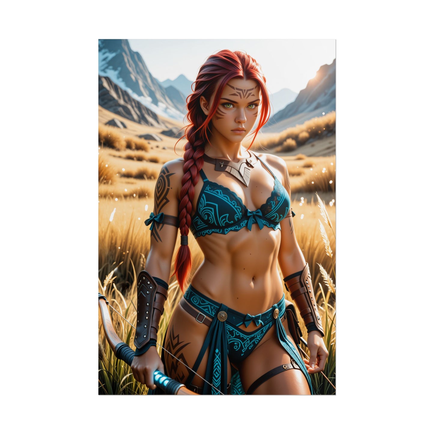 Героїчний настінний художній плакат | Принт Aloy для спальні або обстановки у фентезійному геймерському стилі