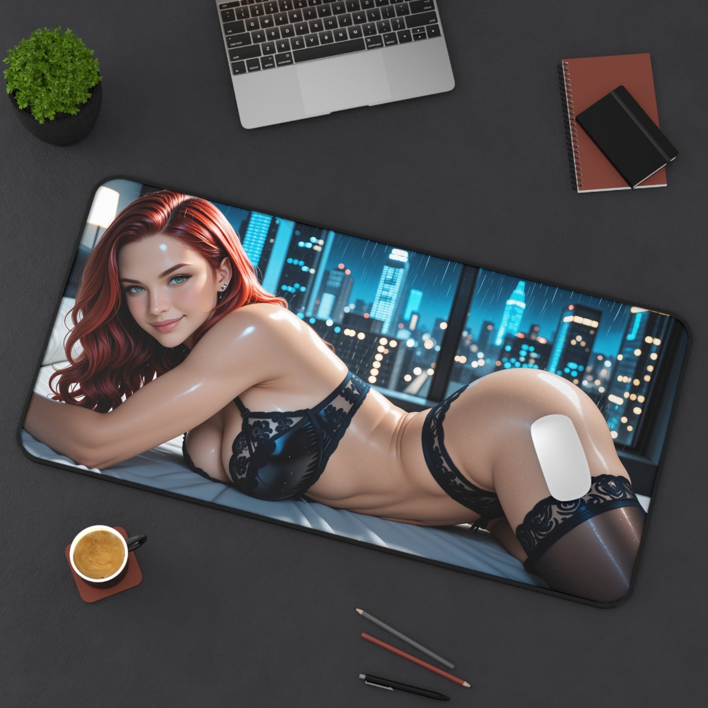 Black Widow Gaming Mouse Pad, Superhero Desk Mat, Marvel Heroine Gaming Setup