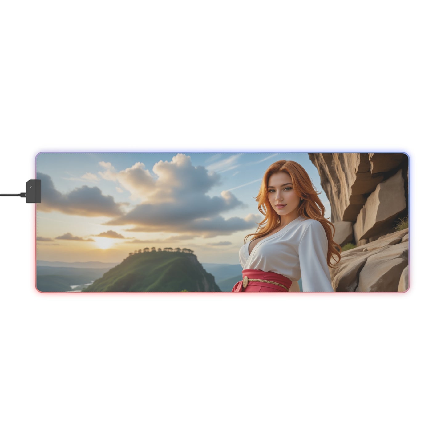 Килимок для столу Tsunade – світлодіодний RGB-підкладка, захисний набір із зображенням дівчини з аніме Вайфу