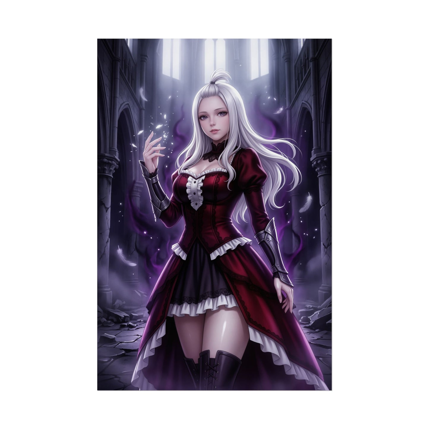 Mirajane Strauss Fairy Tail Poster Anime Woman Wall Art White Hair Girl Print Demon Form Character Gaming Room Decor Gift
