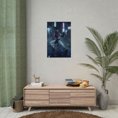 Han Juri Poster, Street Fighter Art Print – Iconic Fighting Game Heroine on wall in modern gaming room, vivid ultra-high resolution art print