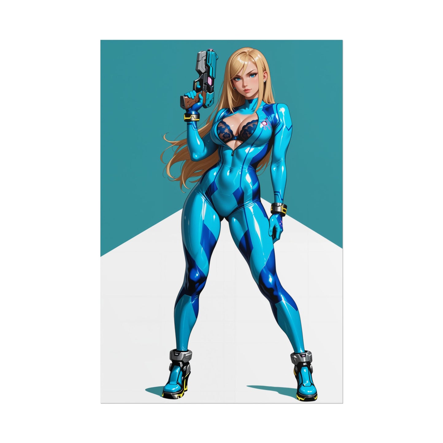 Samus Aran Waifu-Poster, futuristischer Anime-Girl-Kunstdruck, Sci-Fi-Wanddeko