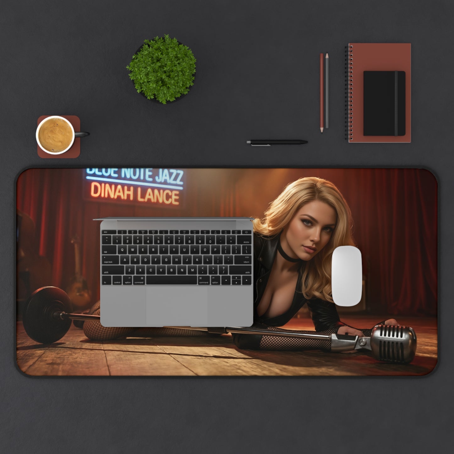 Black Canary Gaming Mouse Pad, Superhero Desk Mat, Comic Heroine Gaming Setup - high-def artwork of Dinah Lance on a large gaming desk mat