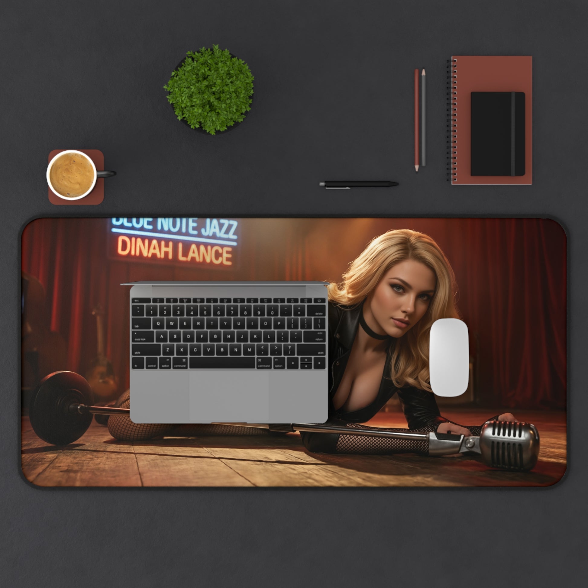 Black Canary Gaming Mouse Pad, Superhero Desk Mat, Comic Heroine Gaming Setup - high-def artwork of Dinah Lance on a large gaming desk mat