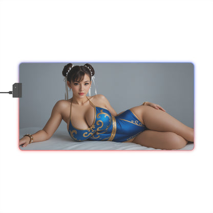 Chun-Li Schreibtischunterlage – LED RGB-Pad, Waifu Anime-Mädchen Gaming-Setup