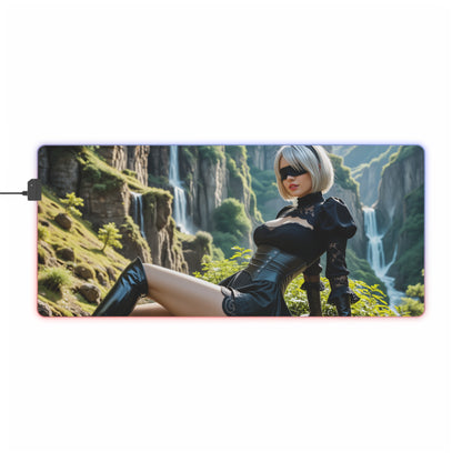 Килимок для столу 2B Nier Automata – світлодіодний RGB-підсвітлювальний килимок, ігровий декор із зображенням дівчини з аніме Вайфу