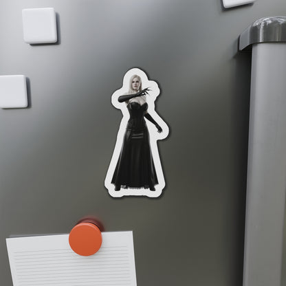 Lady Dimitrescu Magnet – Resident Evil Village Fridge Magnet, Game Decor — die-cut vinyl fridge magnet showing anime-style Lady Dimitrescu on metal surface