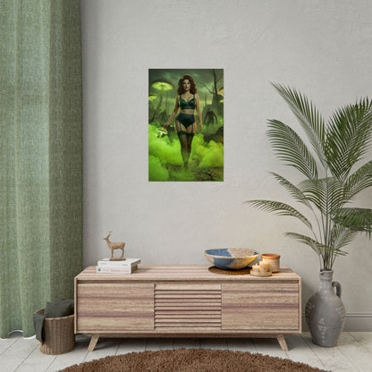 Fallout Toxic Beauty Poster / Fallout Toxic Wall Art / Fallout Toxic Art Print / Fallout Poster - striking female character in glowing hazardous green landscape