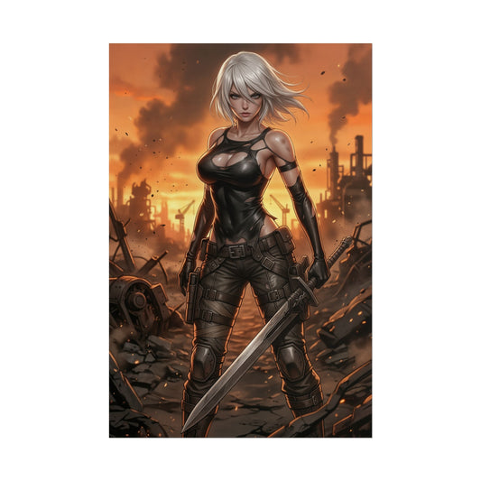 A2 NieR Automata Poster Anime Android Woman Wall Art White Hair Girl Print Sci Fi Character Gaming Room Decor Gift