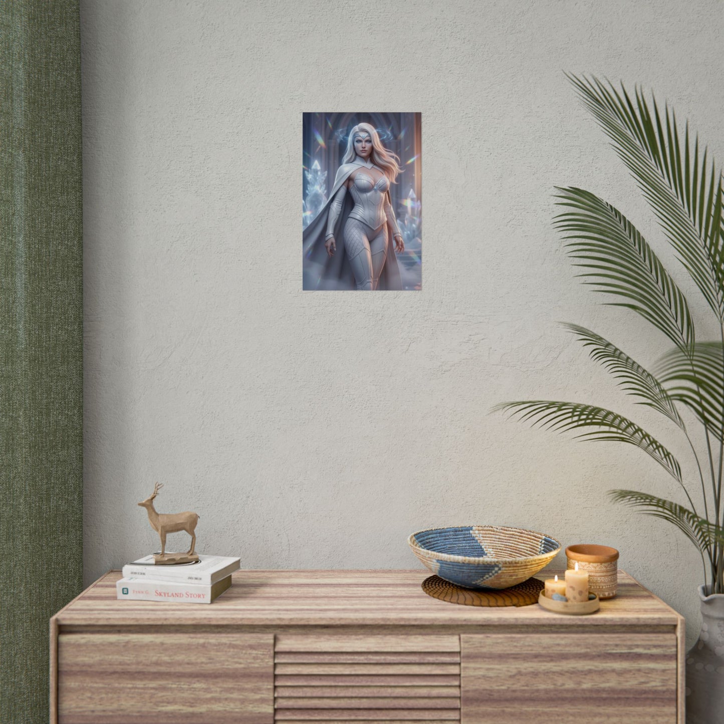 Emma Frost Poster, Marvel Art Print – Superhero Wall Art - elegant superhero wall art in a modern entertainment room