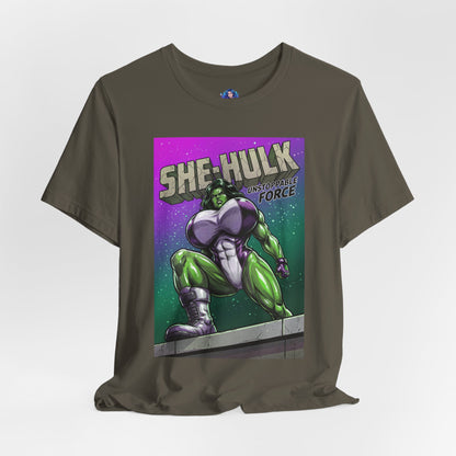 She-Hulk T-Shirt | Marvel Comic Heroine Anime Tee bold comic-style She-Hulk illustration on Bella Canvas 3001 unisex tee