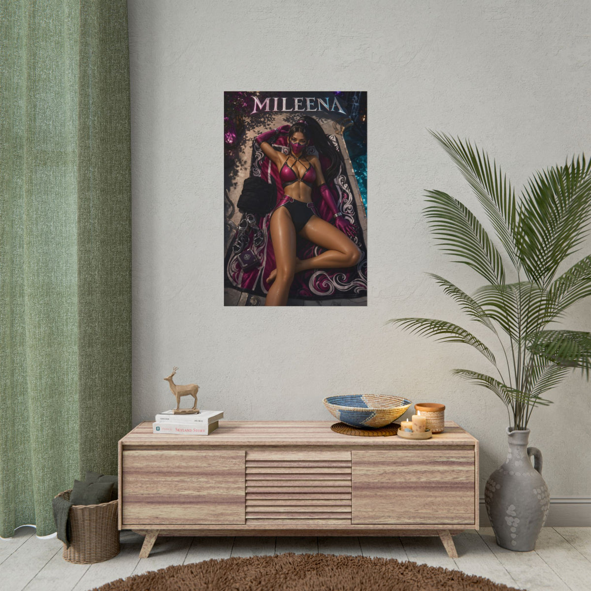 Mileena Character Poster Mortal Kombat Gamer Gift Gaming Setup Wall Decor Print