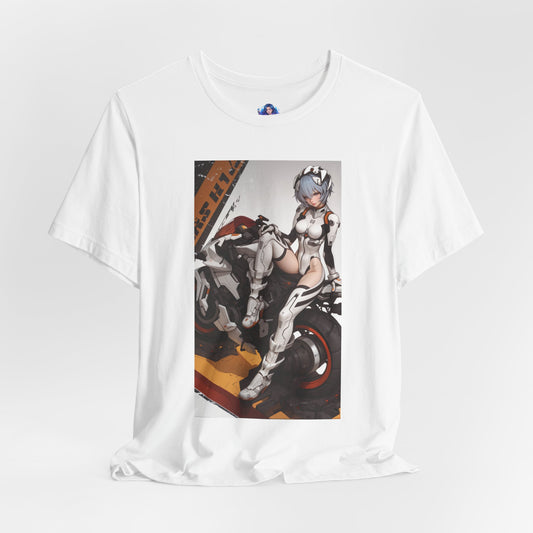 Rei Ayanami T-Shirt | Anime Tee for Evangelion Fans & Collectors - minimalist Rei illustration on white Bella Canvas tee