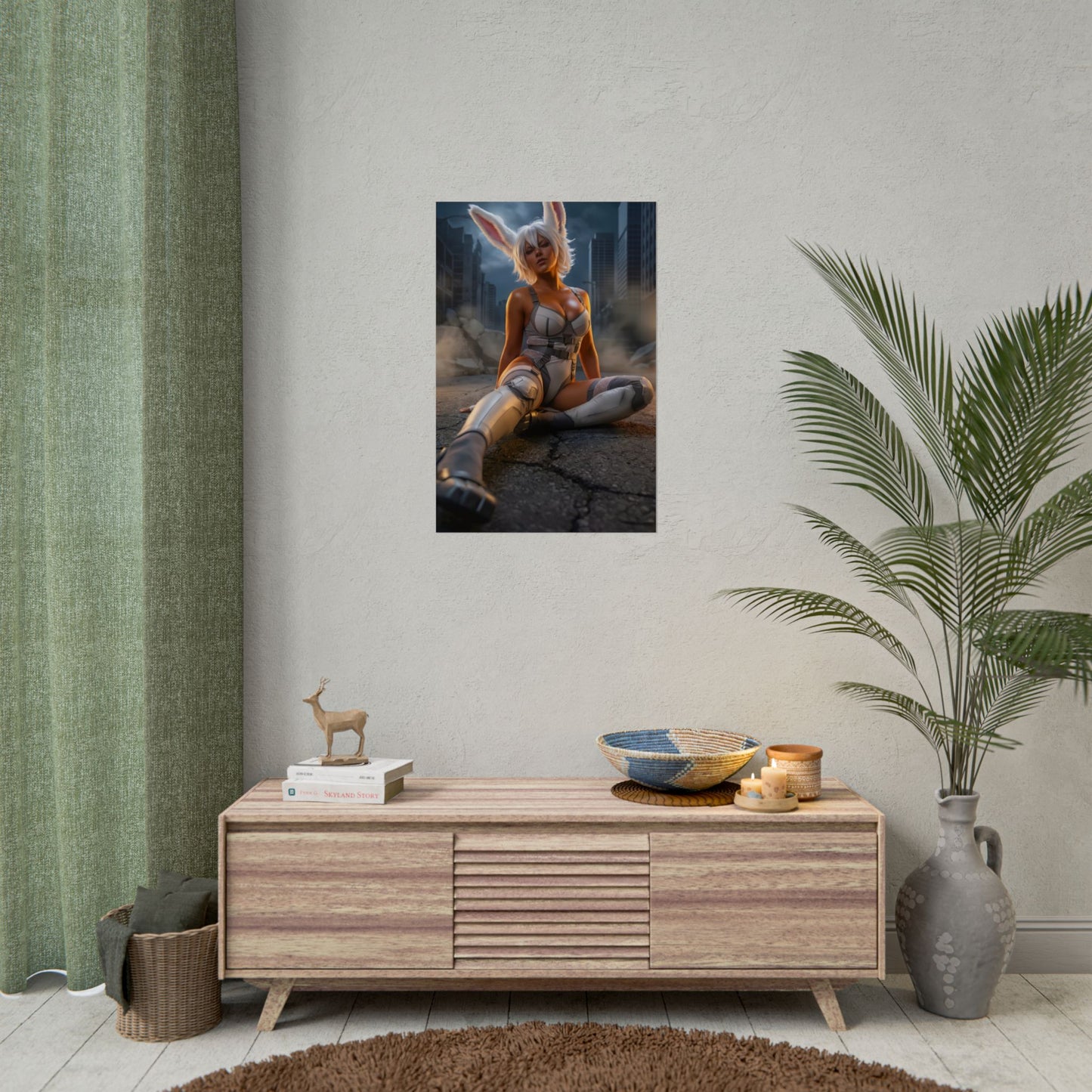 Mirko Poster / Mirko Wall Art / Mirko Art Print / My Hero Academia Poster - dynamic Mirko rabbit heroine in urban battle scene, energetic anime wall art