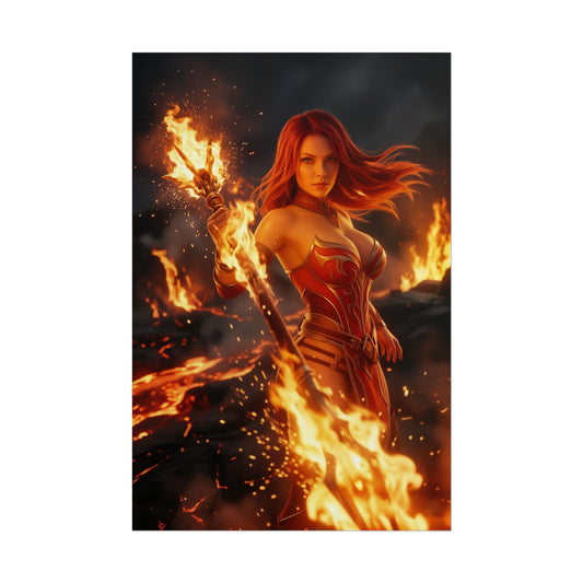 Lina Dota 2 Poster, Dota 2 Wall Art Print, Fire Mage Girl Decor, MOBA Game Artwork, Gamer Room Poster