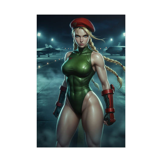 Cammy White Street Fighter Poster Fighter Woman Wall Art Green Outfit Soldier Girl Print Combat Character Gaming Room Decor Gift