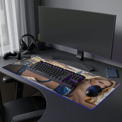 Supergirl Desk Mat – LED RGB Pad, Waifu Hero Anime Girl Gaming Setup