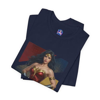 Wonder Woman T-Shirt | DC Comics Anime Tee for Gamers & Hero Fans navy Bella Canvas tee with anime-style Wonder Woman illustration