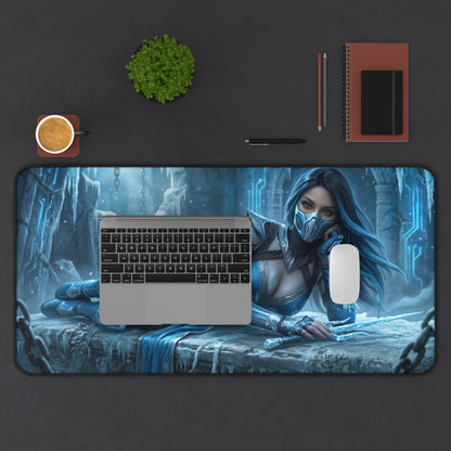 Frost Gaming Mouse Pad, Mortal Kombat Desk Mat, Ice Fighter Girl Setup — HD cryomancer artwork desk mat with smooth glide for fighting-game fans