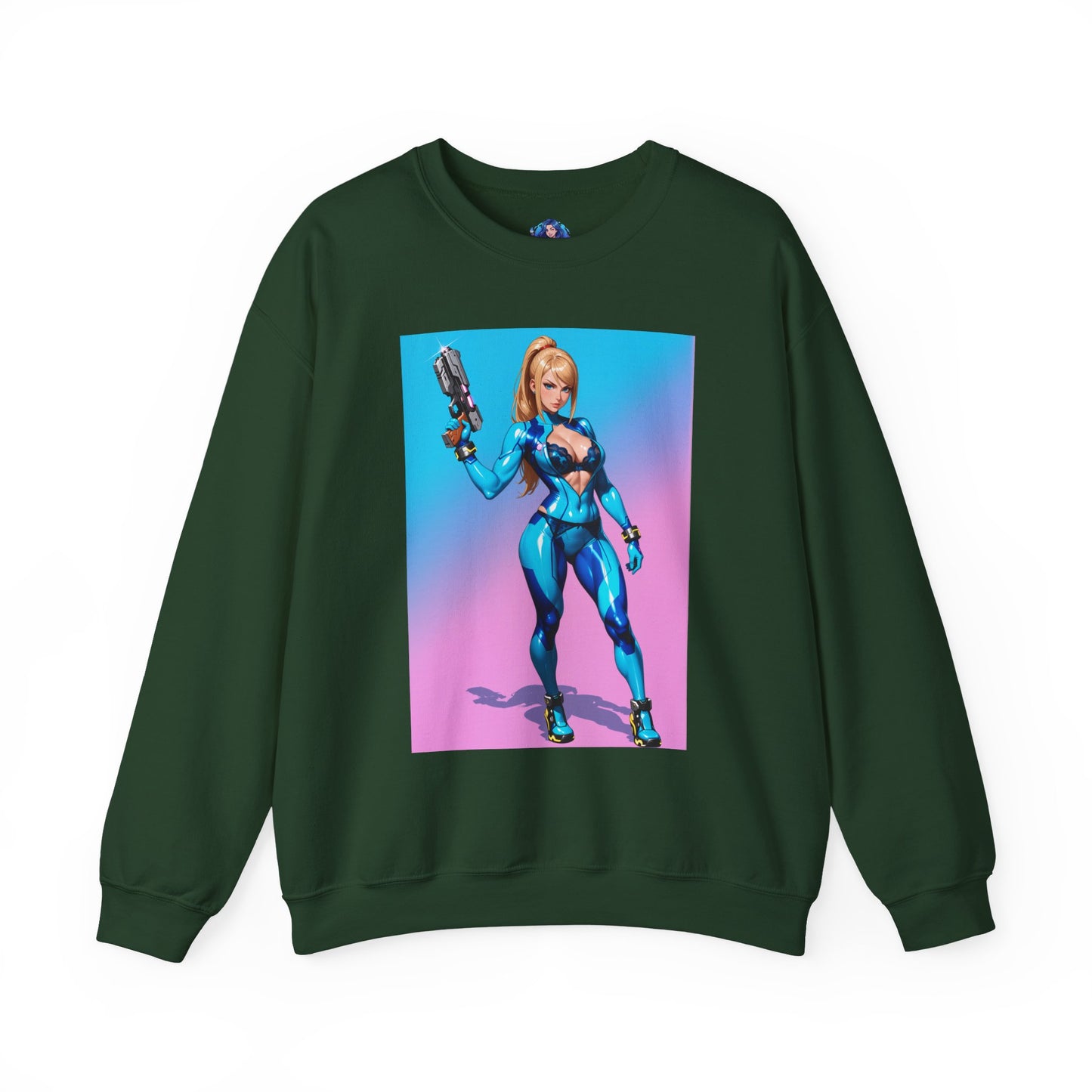Samus Aran Sweatshirt, Power Suit Rundhalsausschnitt, Premium Sci-Fi Gaming Streetwear
