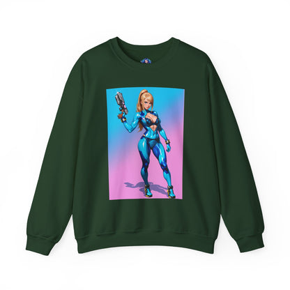Samus Aran Sweatshirt, Power Suit Rundhalsausschnitt, Premium Sci-Fi Gaming Streetwear