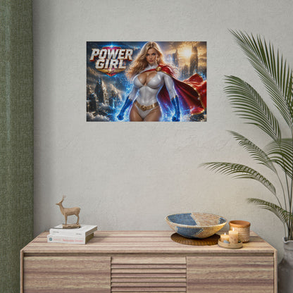 Comic Wall Art Power Girl Poster Heroine Room Decor Collectible Character Print