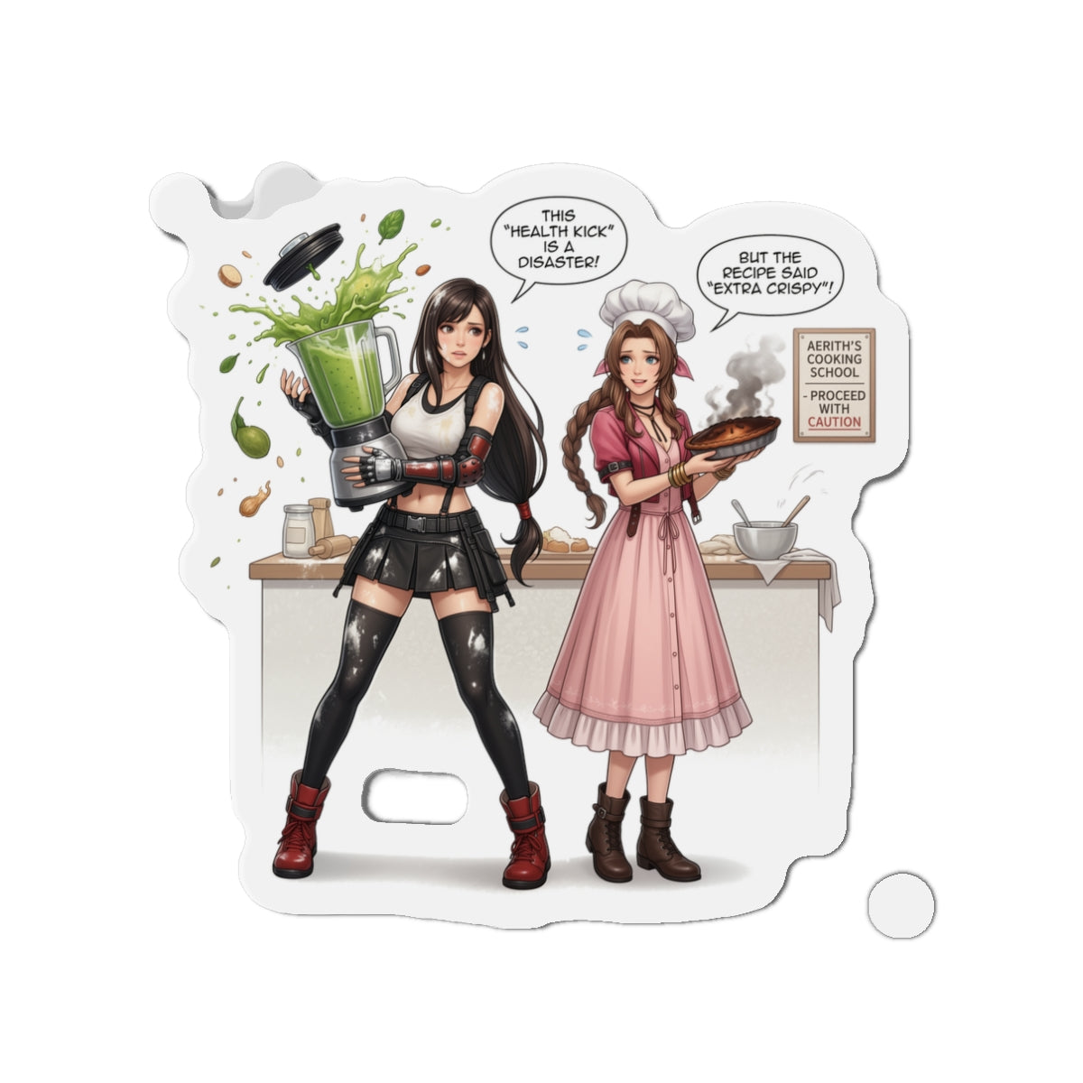 Магніт «Тіфа та Аеріт» – магніт із зображенням аніме-дуету Final Fantasy, декор для дівчини-геймерки