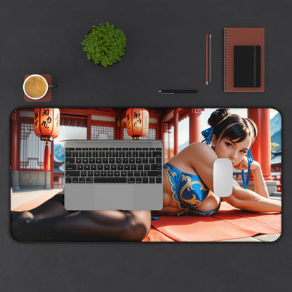 Chun-Li Gaming Mouse Pad, Street Fighter Desk Mat, Anime Fighter Girl Setup