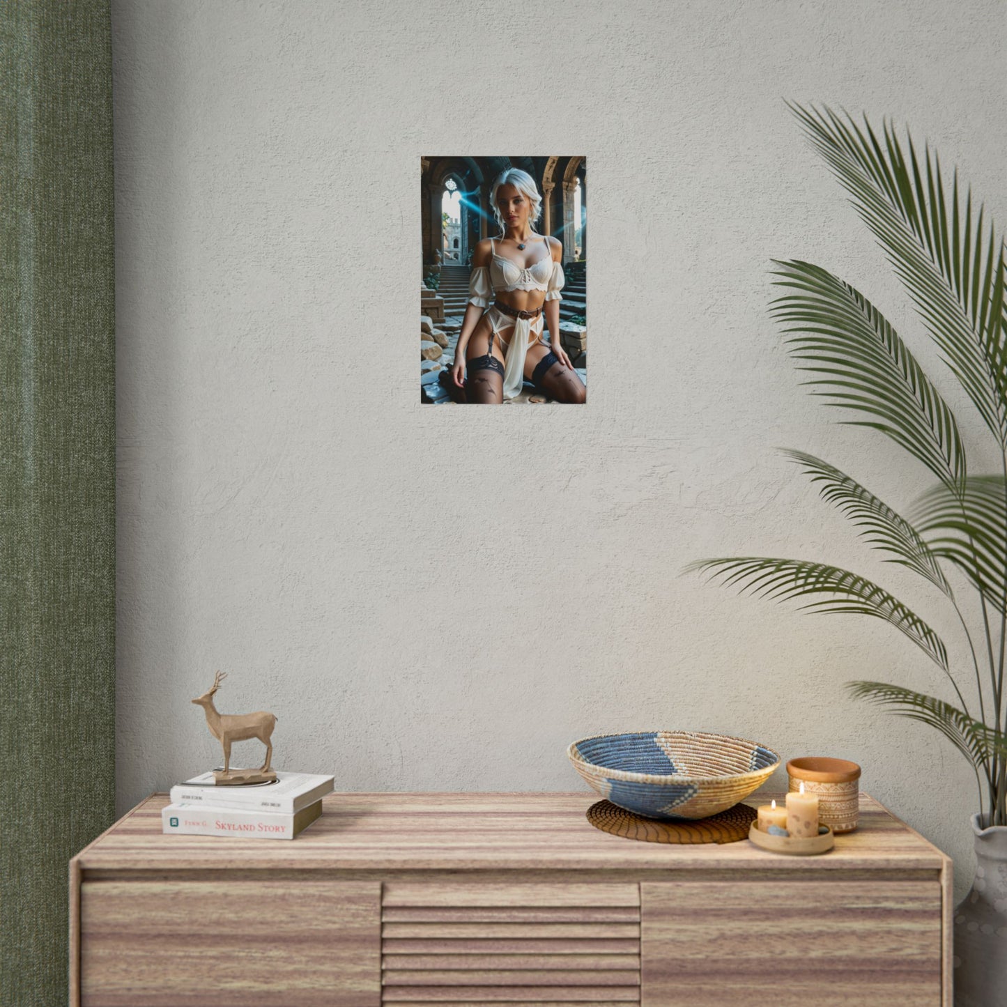 Ciri Wall Art – Iconic Fantasy Heroine Poster, Great Gift for RPG Fans - high-res semi-gloss poster on living room wall