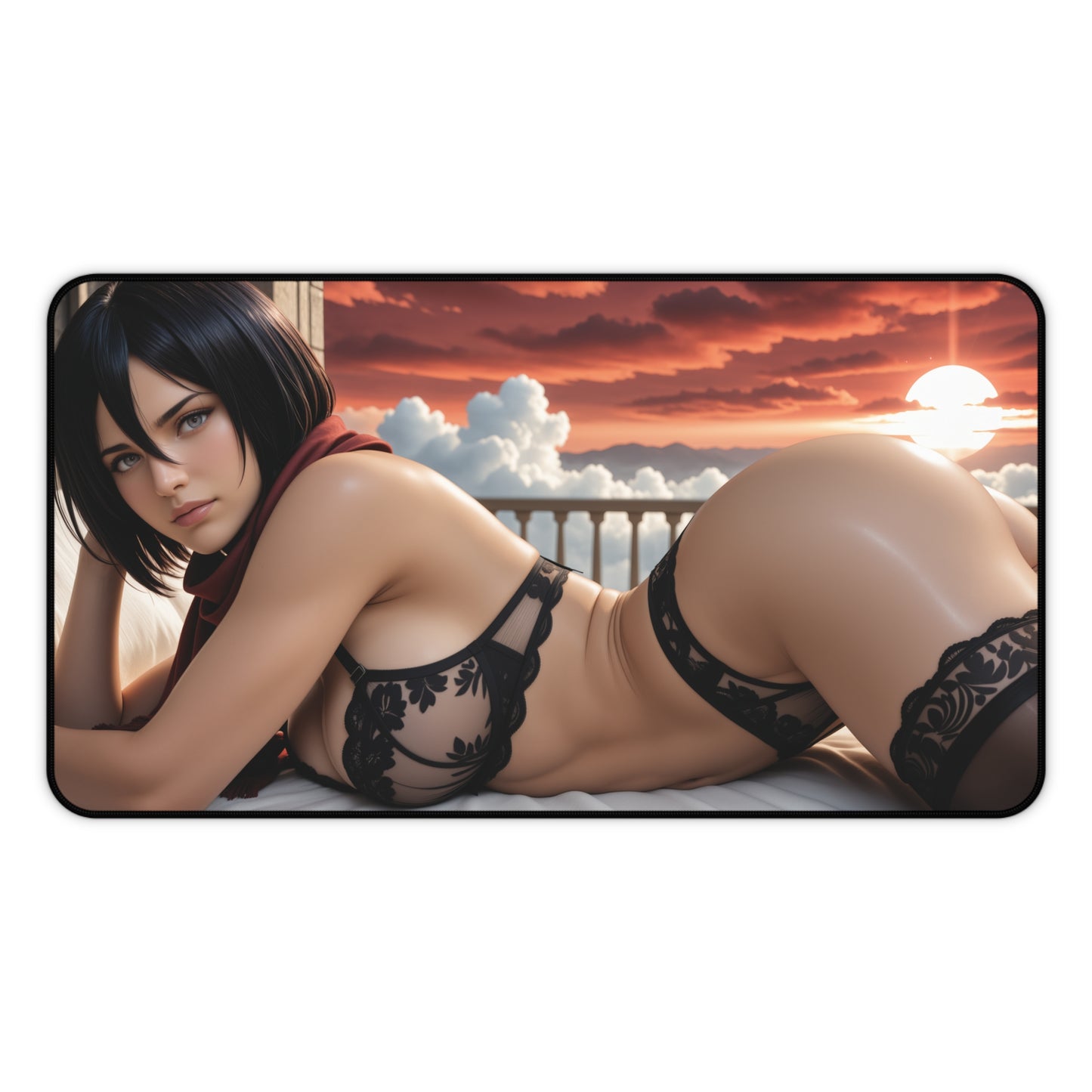 Gaming Mouse Pad – Mikasa Ackerman Desk Mat, AOT Anime Girl Battle Setup