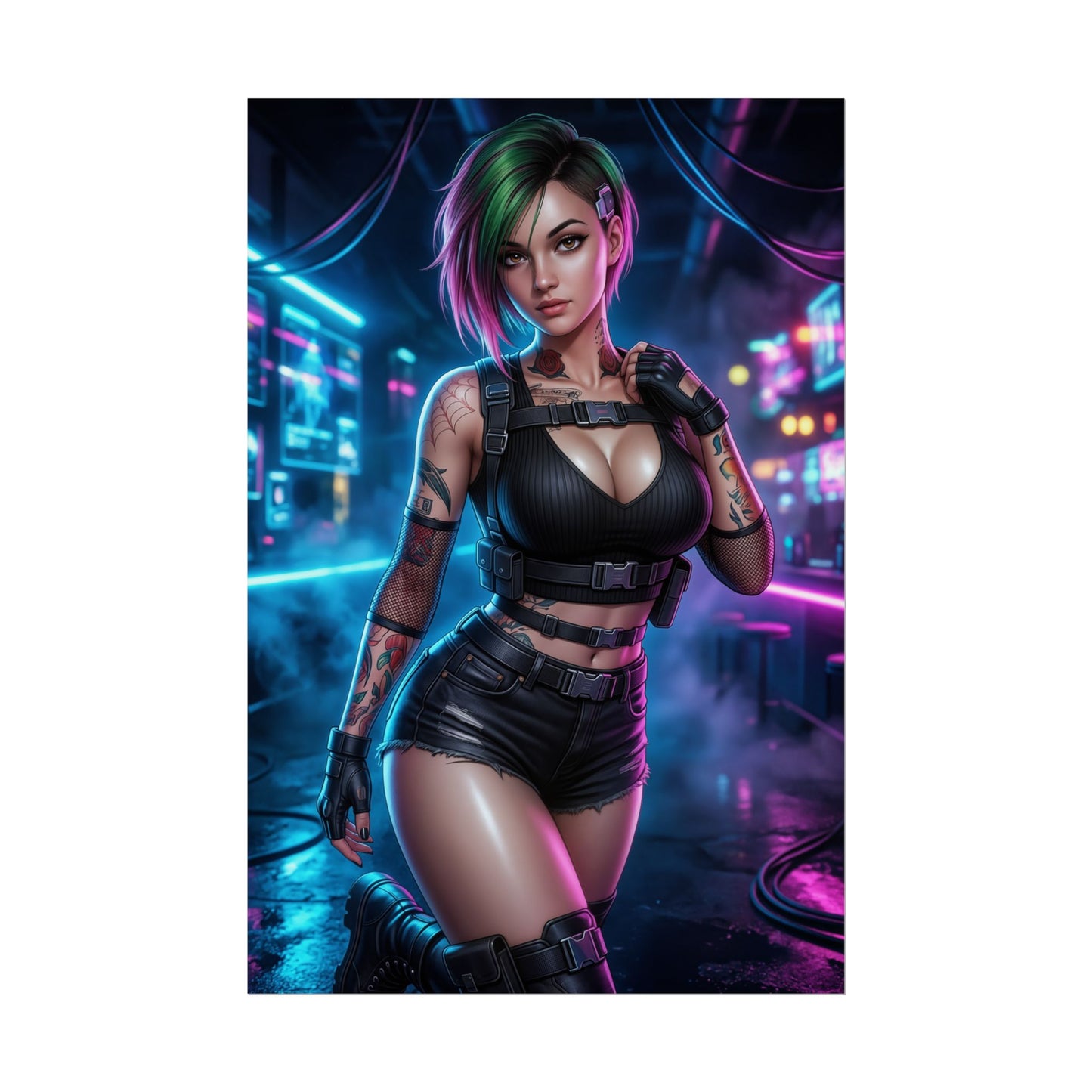 Judy Alvarez Cyberpunk 2077 Poster Futuristic Woman Wall Art Tech Girl Print Neon Character Gaming Room Decor Gift