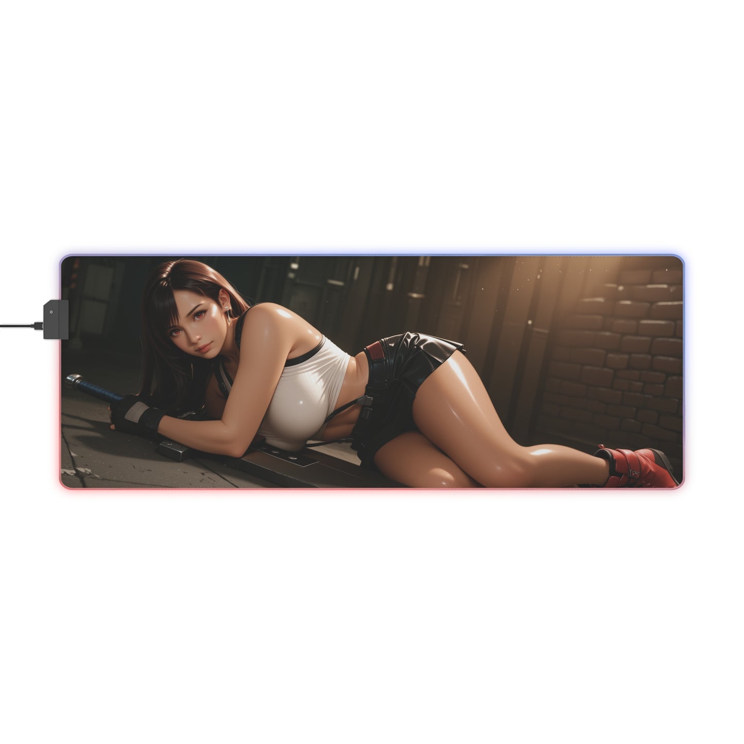 Килимок для столу Tifa Lockhart – світлодіодний RGB-підсвітлювальний килимок, ігровий комплект із зображенням дівчини з аніме Waifu