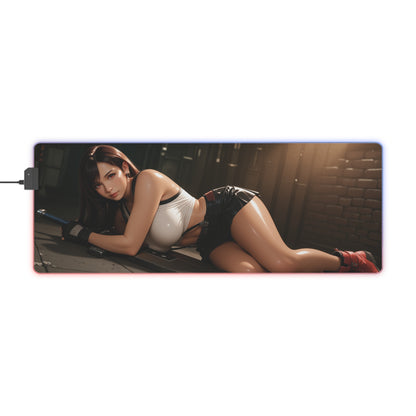 Килимок для столу Tifa Lockhart – світлодіодний RGB-підсвітлювальний килимок, ігровий комплект із зображенням дівчини з аніме Waifu