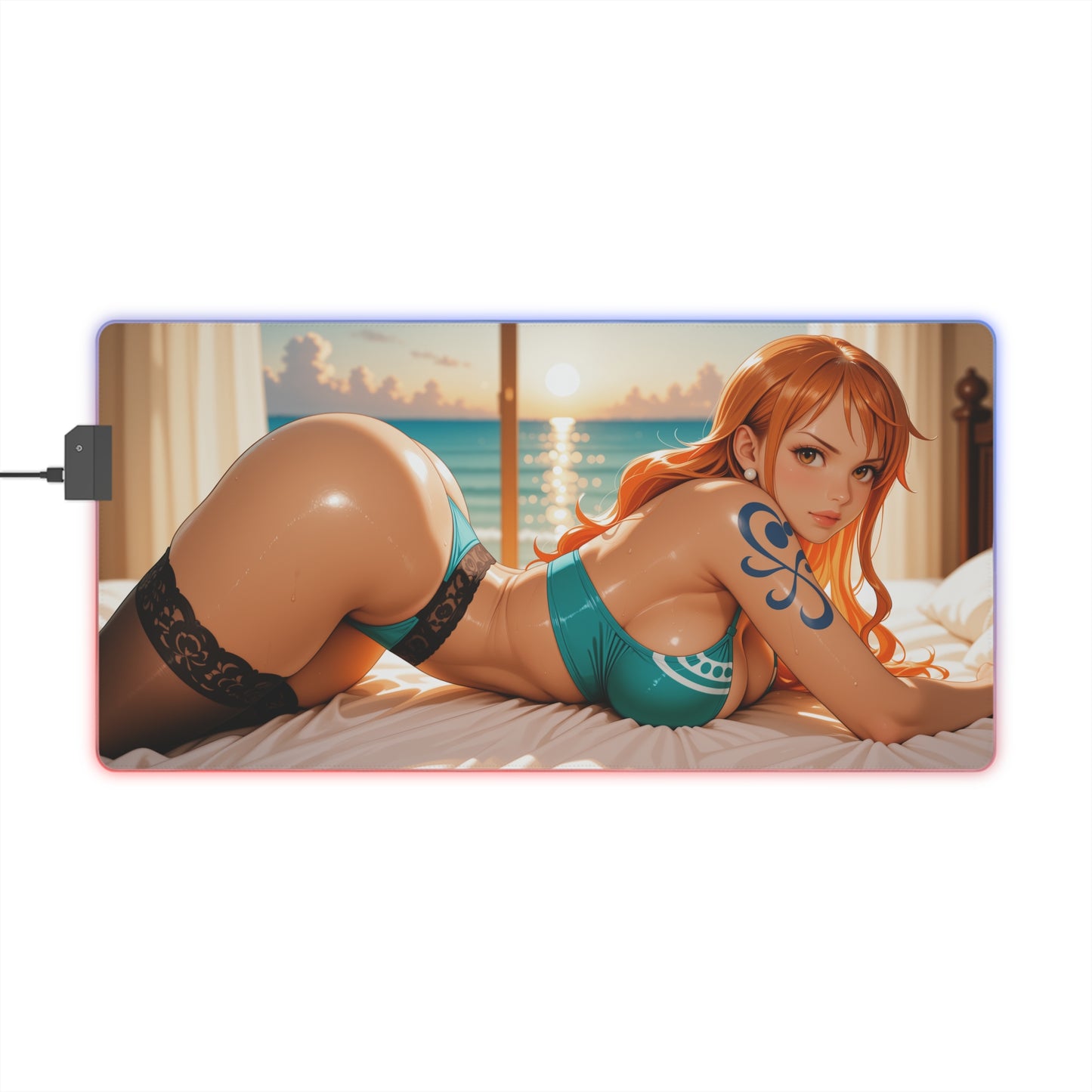 Nami Desk Mat – LED RGB Pad, Waifu Anime Girl Gaming Setup