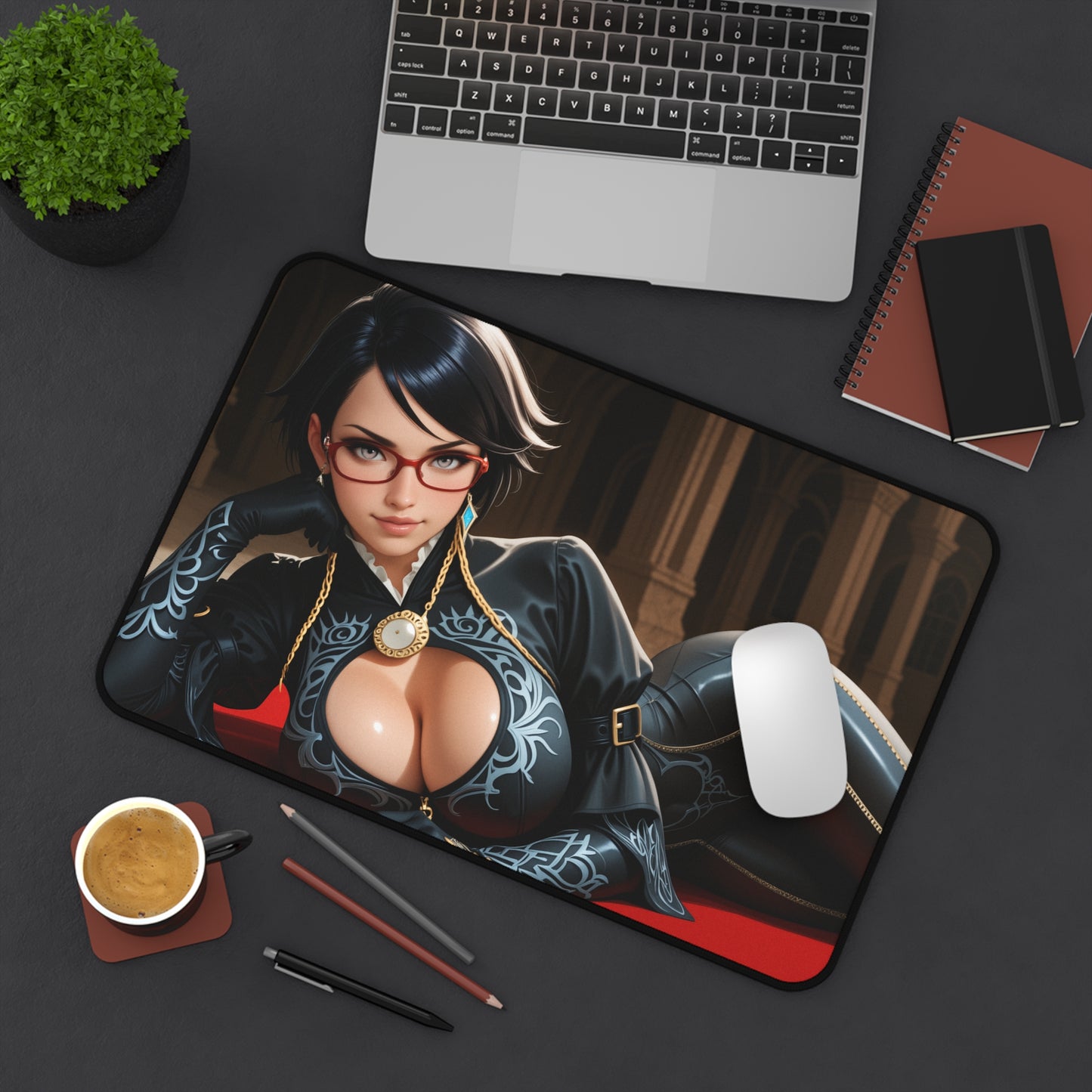 Bayonetta-Schreibtischunterlage, stylisches Mauspad im Stil der Actionspielheldin, Gaming-Schreibtisch-Setup