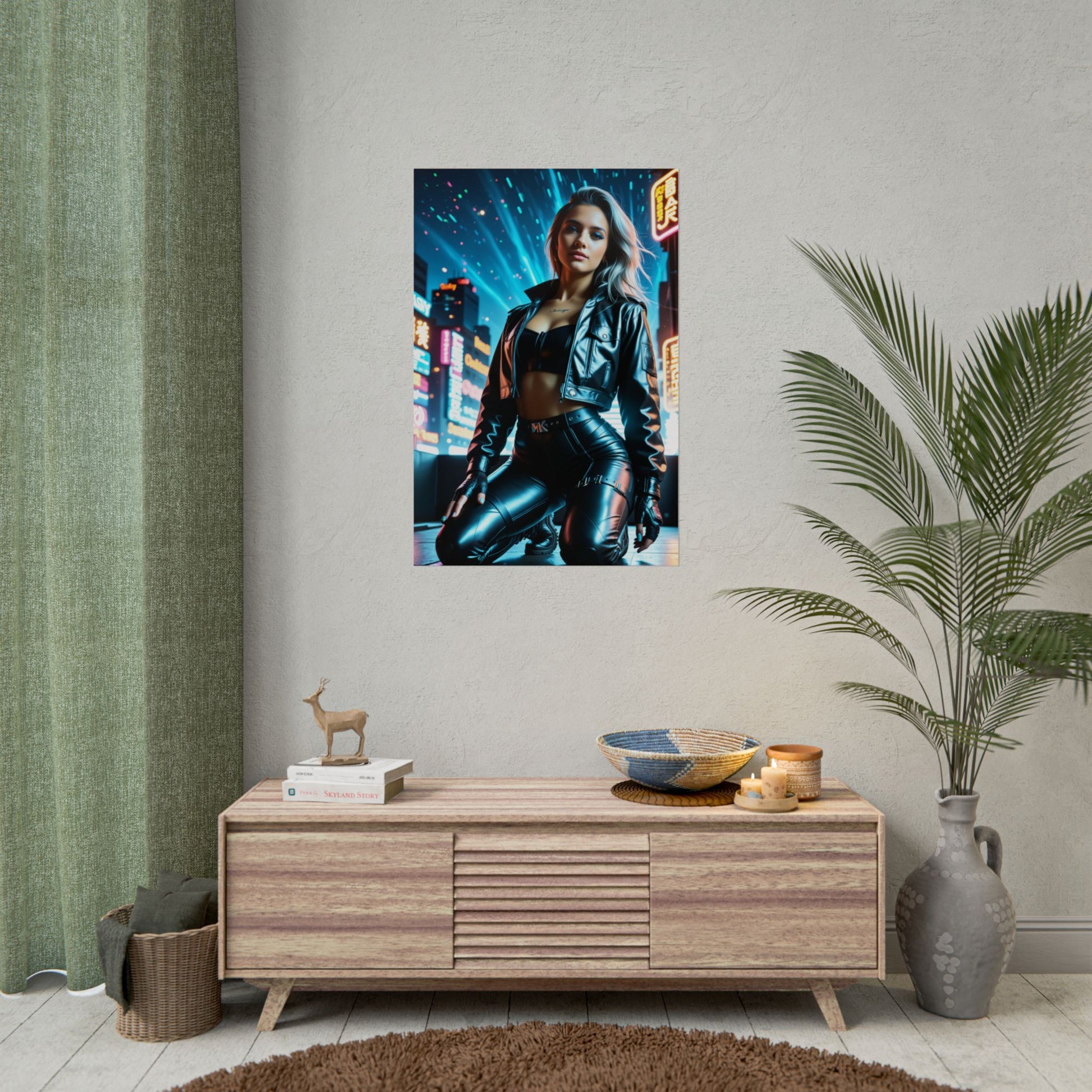 Rogue Cyberpunk 2077 Wall Art – Legendary Character Poster, Gift for Gamers on modern wall display in living room