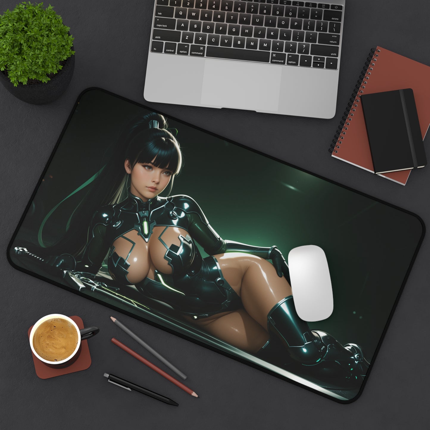 Eve Stellar Blade Schreibtischunterlage, futuristisches Sci-Fi-Helden-Mauspad, Cyberpunk-Gaming-Dekor