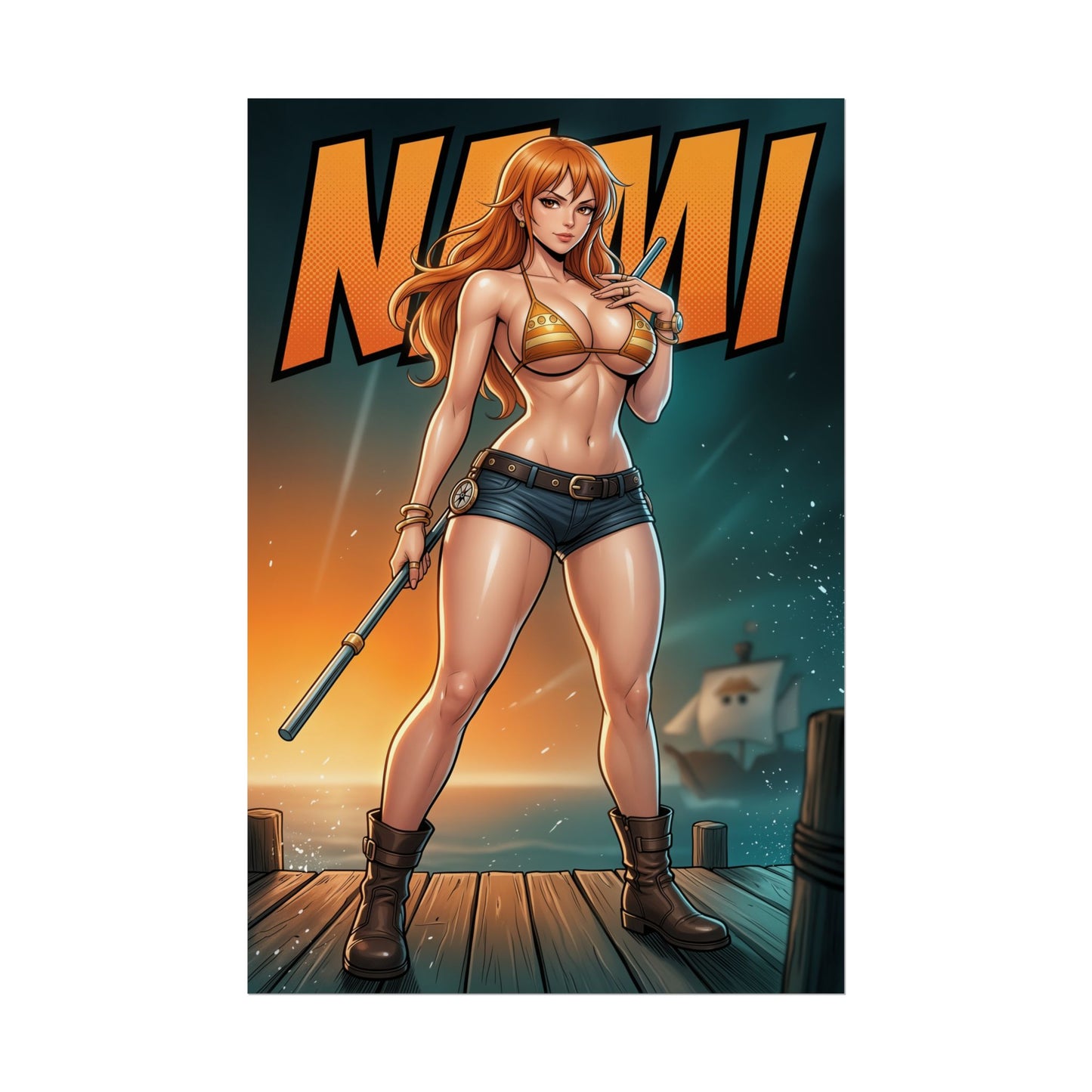 Nami Art Print, One Piece Poster, Anime Girl Wall Art, Pirate Theme Decor, Anime Room Wall Art, Gift