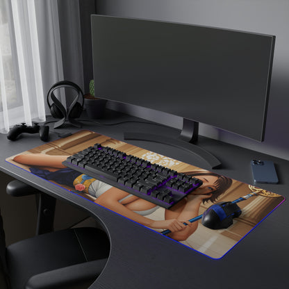 Килимок для столу Yuna – світлодіодний RGB-підсвітлювальний килимок, ігровий комплект із зображенням дівчини з аніме Waifu