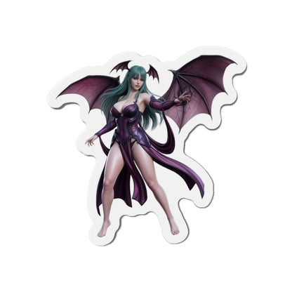 Morrigan Aensland Magnet – Darkstalkers Anime Heroine Fridge Magnet die-cut vinyl sticker showing Morrigan in purple outfit with bat wings