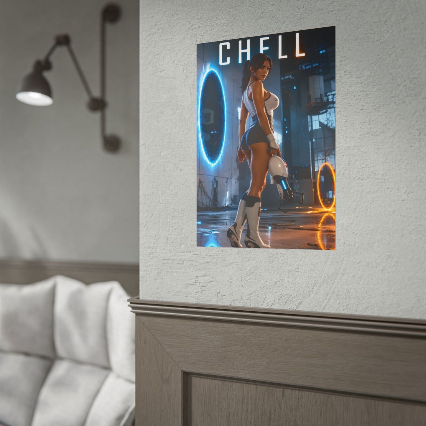Chell Portal Poster Valve Gaming Wall Art Print Decor