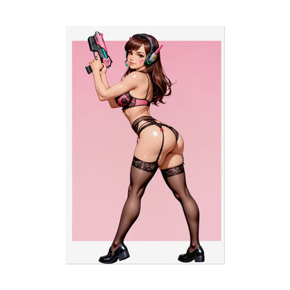 D.Va-Wandbild, Waifu-Gamer-Poster, futuristische Anime-Mädchen-Deko