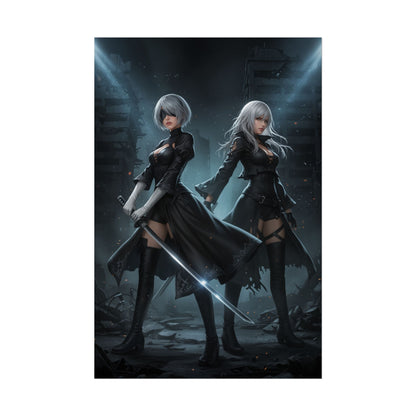 2B and A2 NieR Automata Poster – Iconic Android Heroines Wall Art