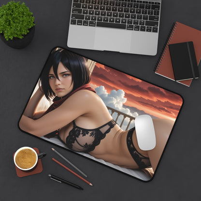 Gaming Mouse Pad – Mikasa Ackerman Desk Mat, AOT Anime Girl Battle Setup