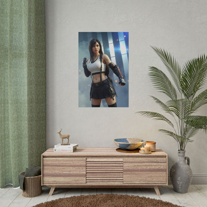 Tifa Lockhart Poster, Final Fantasy VII Art Print – Iconic RPG Heroine on modern gamer room wall