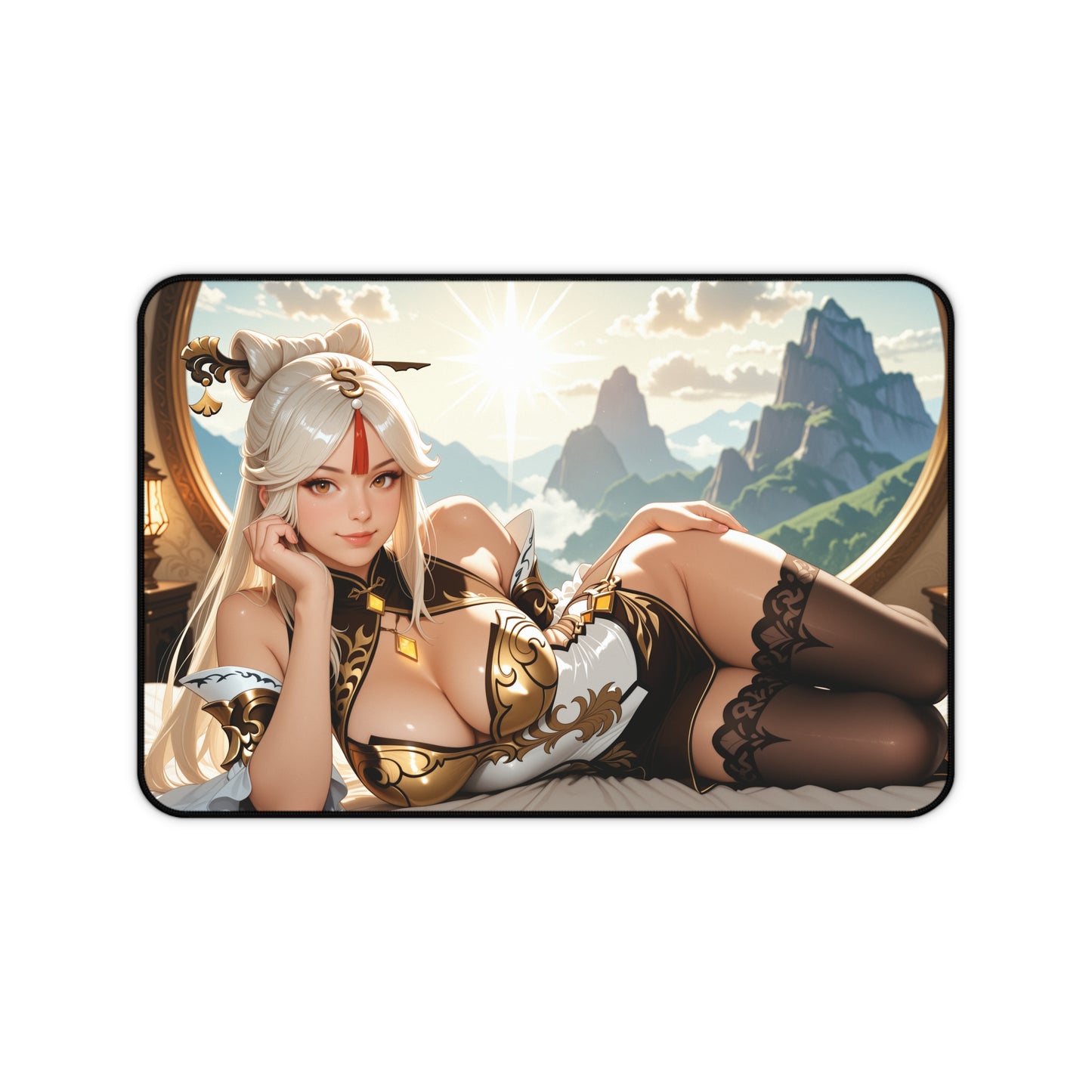 Ningguang Schreibtischunterlage, Genshin Impact Heldinnen-Mauspad, Elegantes Anime-Gaming-Schreibtisch-Setup