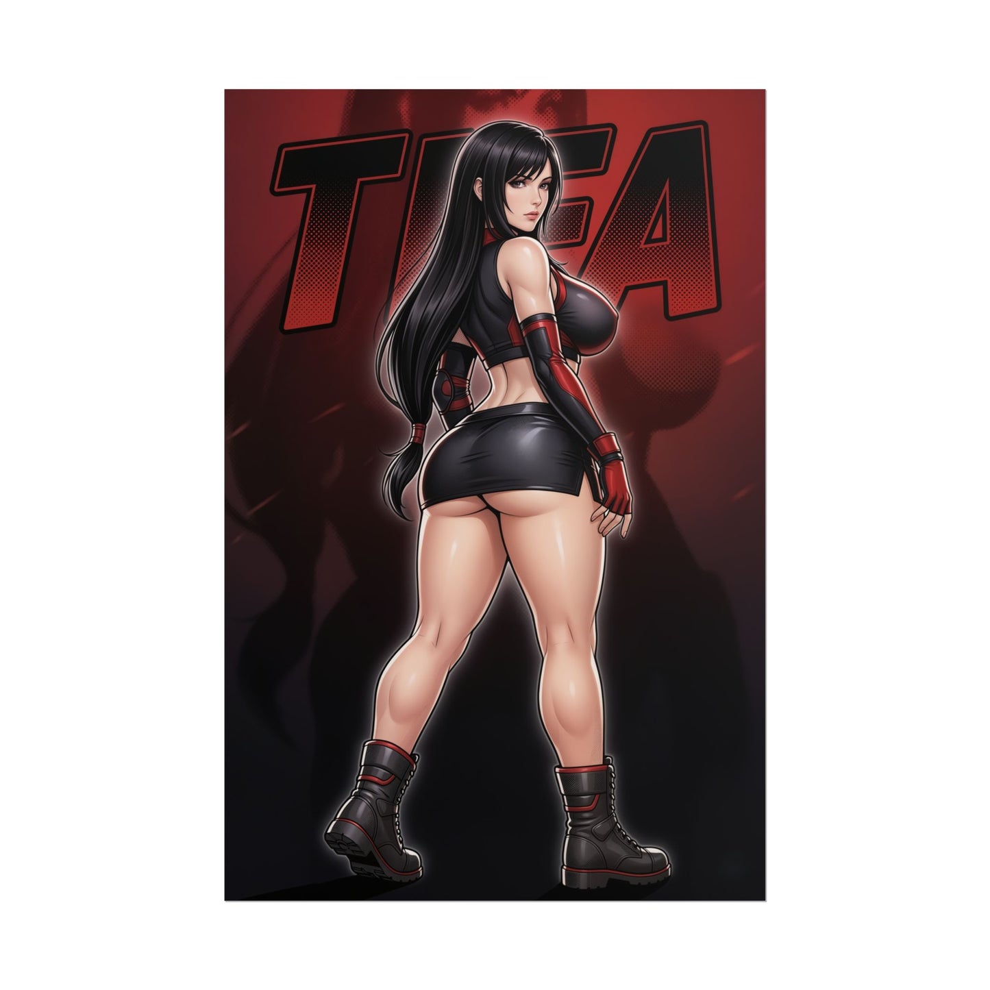 Tifa Lockhart Poster, Final Fantasy Wall Art Print, RPG Fighter Girl Decor, Gaming Room Wall Art, Gamer Gift