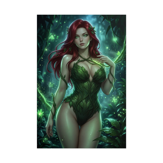 Poison Ivy DC Comics Poster Red Hair Woman Wall Art Botanical Fantasy Print Nature Girl Decor Gaming Room Gift