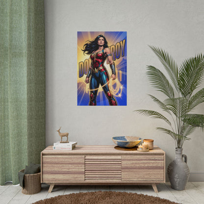 Donna Troy Poster / Donna Troy Wall Art / Donna Troy Art Print / DC Comics Poster - bold Amazon warrior in heroic stance with radiant comic-style energy